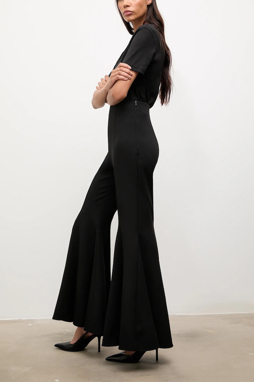 Answear.LAB pantaloni culoarea negru, evazati, high waist
