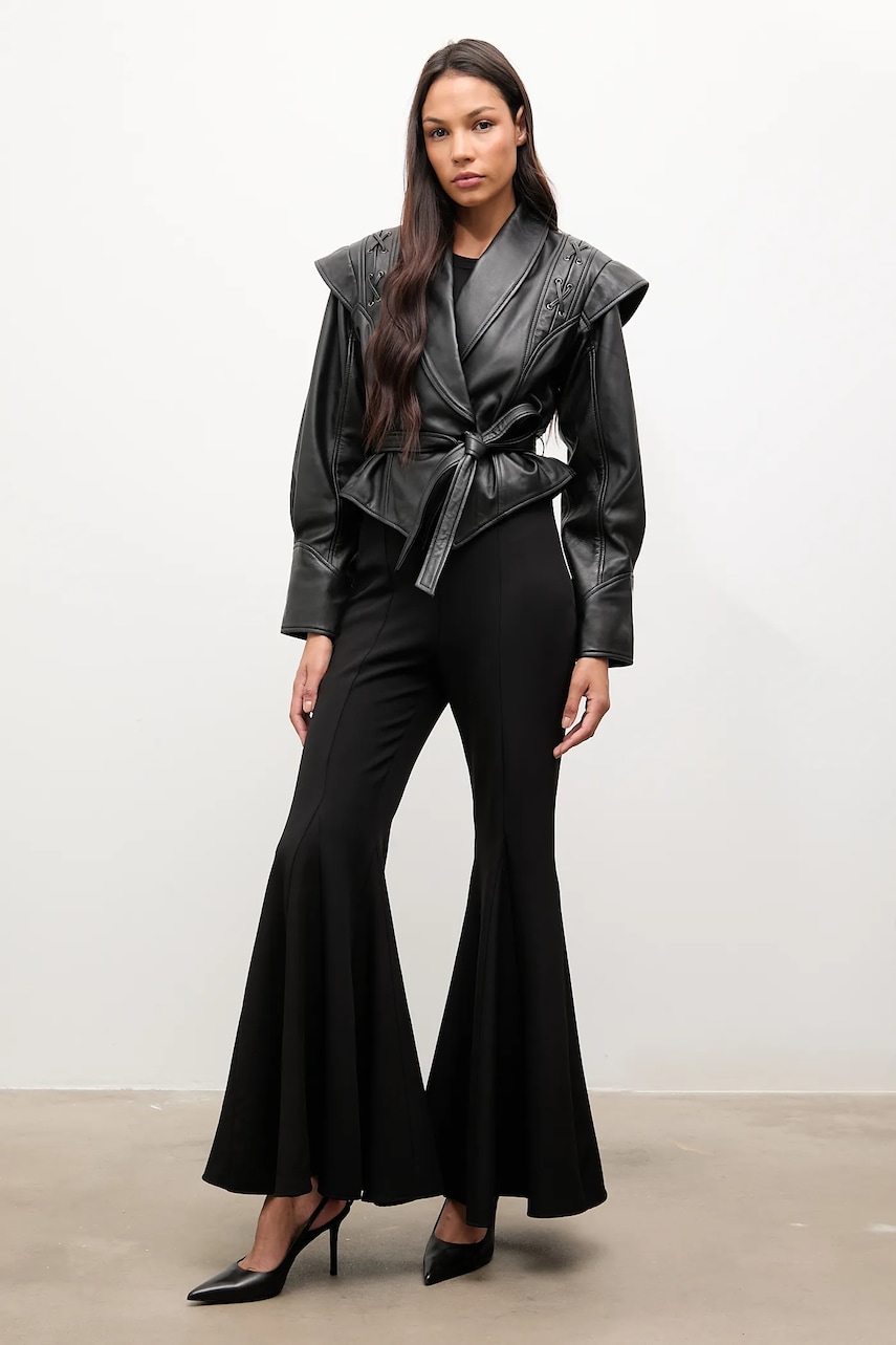 Брюки Answear.LAB цвет чёрный клёш высокая посадка