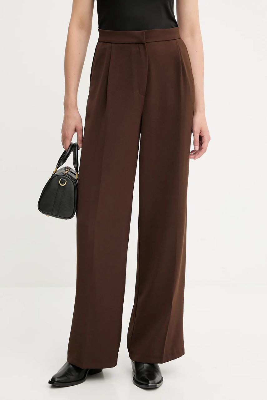 Брюки Answear.LAB цвет коричневый широкие высокая посадка