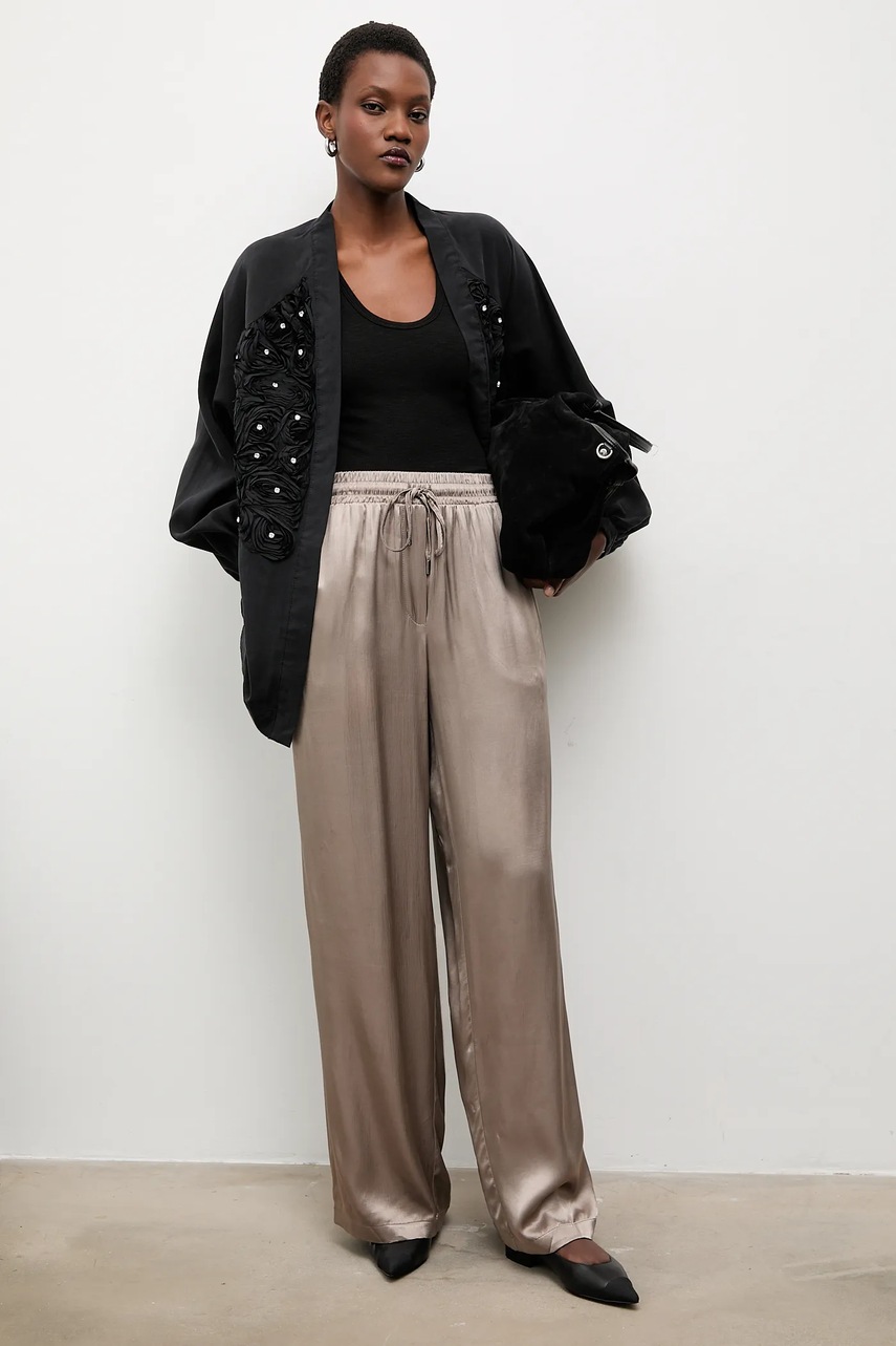 Брюки Answear.LAB цвет серый широкие высокая посадка