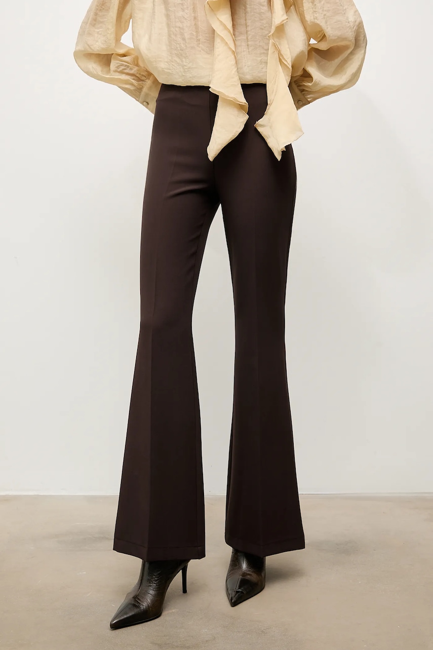 Answear.LAB pantaloni culoarea negru, evazati, high waist