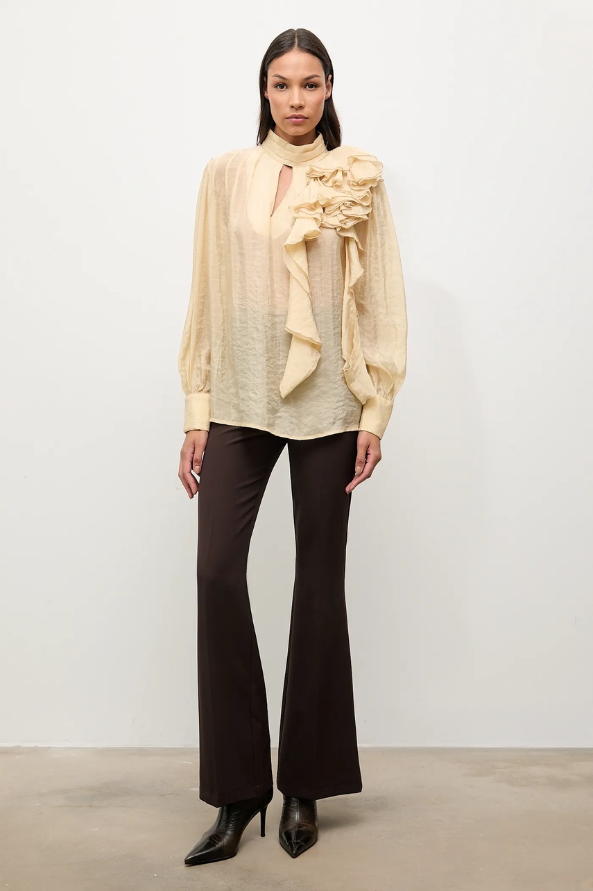 Брюки Answear.LAB цвет чёрный клёш высокая посадка