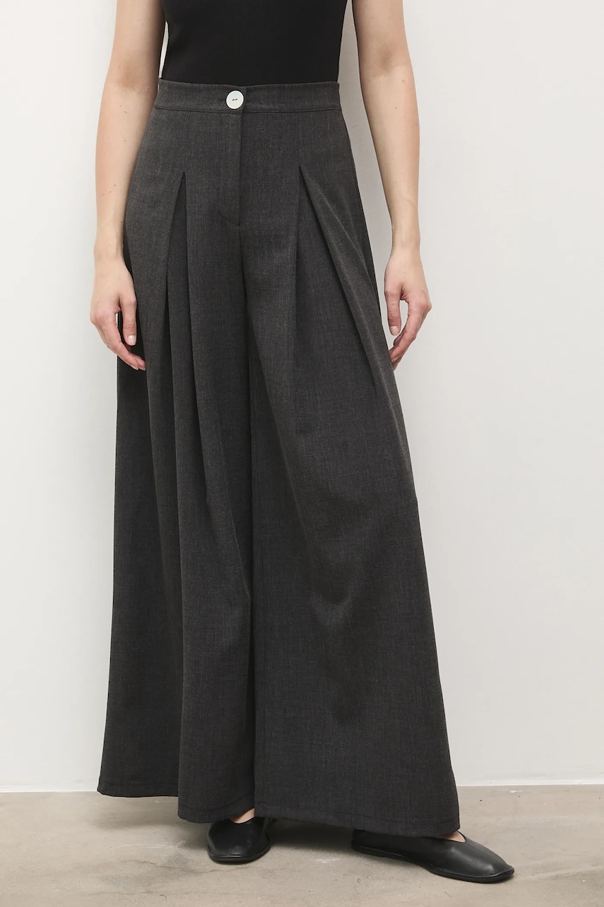 Levně Kalhoty Answear.LAB dámské, šedá barva, široké, high waist