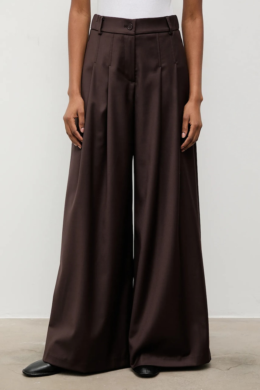 Answear.LAB pantaloni culoarea maro, lat, high waist