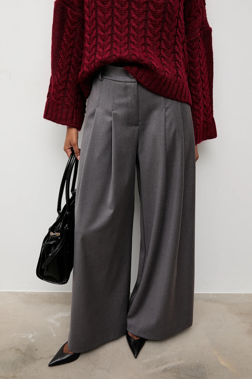 Answear.LAB pantaloni culoarea gri, lat, high waist