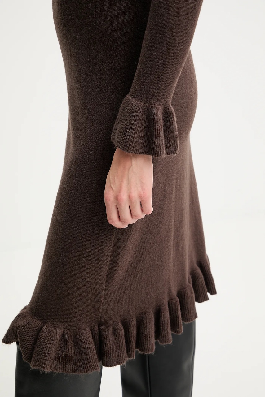 Сукня з кашеміром Answear.LAB колір коричневий midi пряма