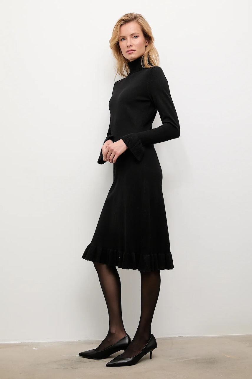 Answear.LAB rochie de cașmir culoarea negru, midi, drept