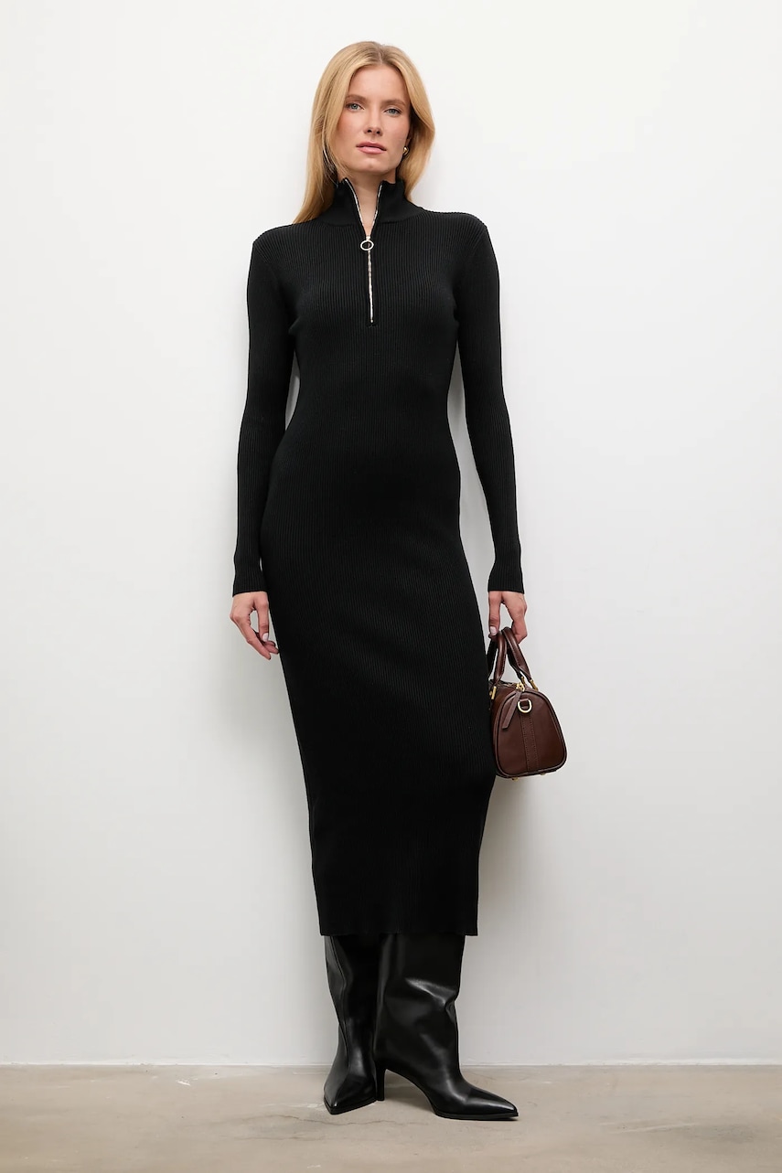 Answear.LAB rochie de cașmir culoarea negru, midi, mulata