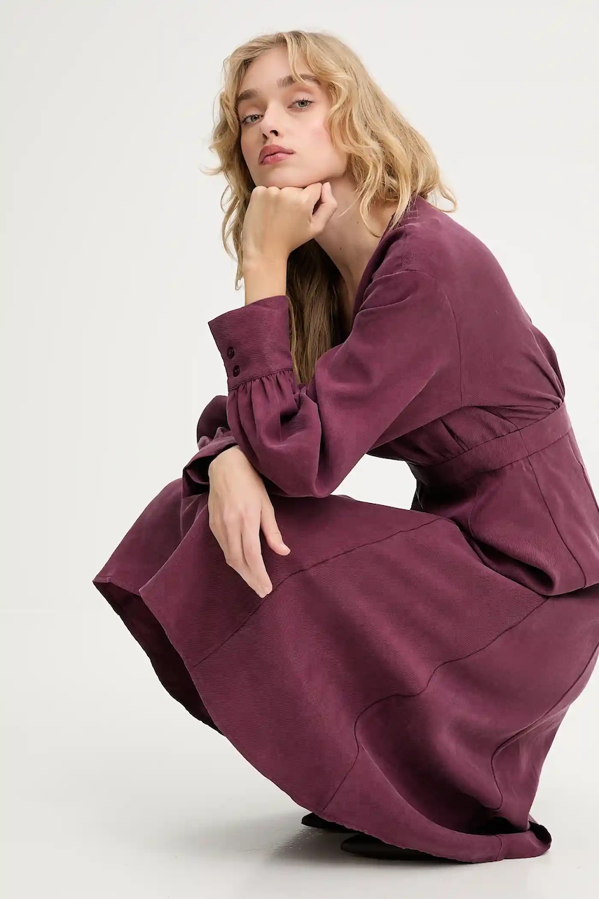 Answear.LAB rochie culoarea bordo, mini, evazati