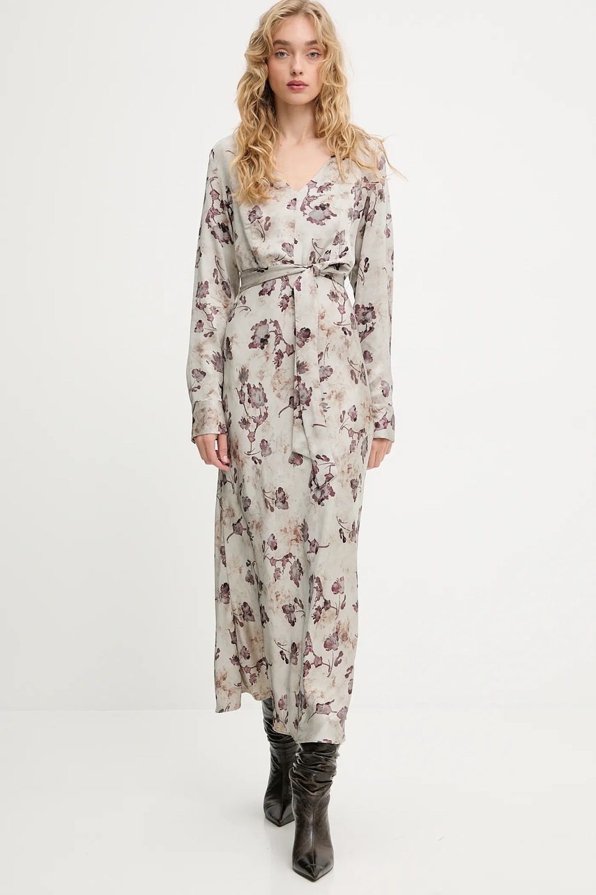 Платье Answear.LAB цвет серый maxi расклешённая