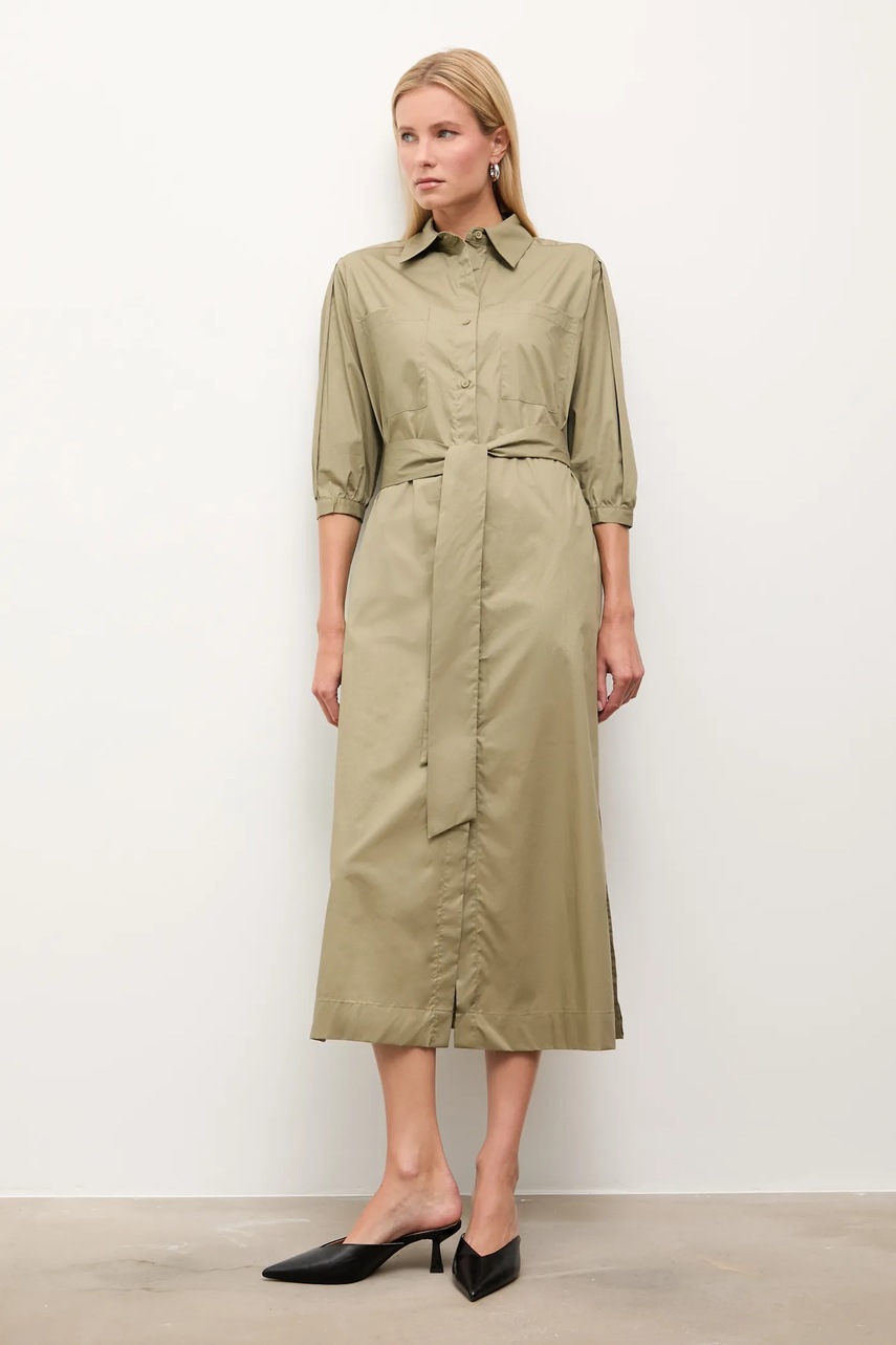 Хлопковое платье Answear.LAB цвет зелёный maxi прямая