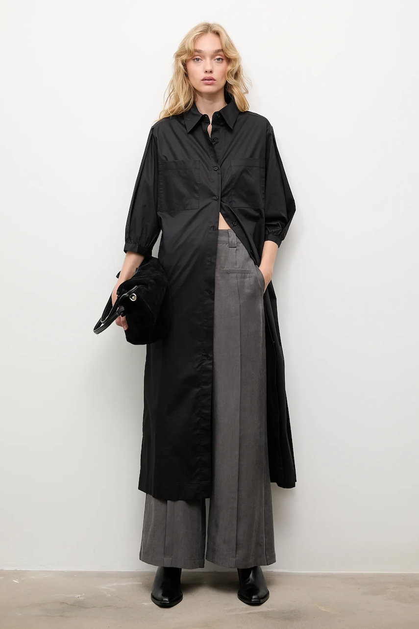 Answear.LAB rochie din bumbac culoarea negru, maxi, drept