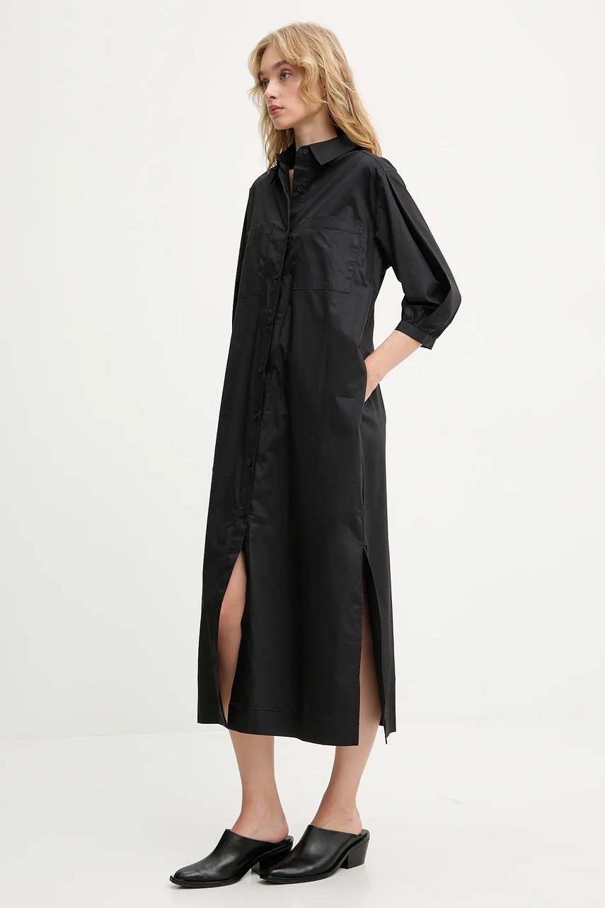 Хлопковое платье Answear.LAB цвет чёрный maxi прямая