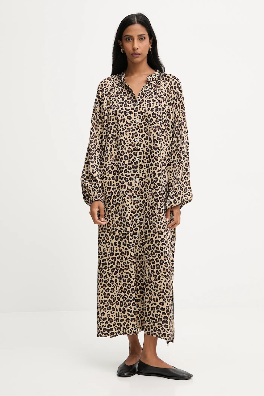 Answear.LAB rochie culoarea bej, midi, evazati