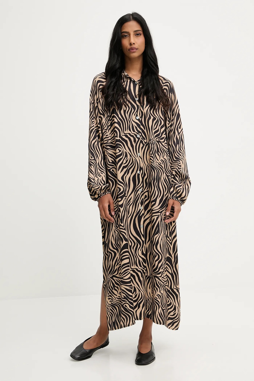 Платье Answear.LAB цвет коричневый midi расклешённая