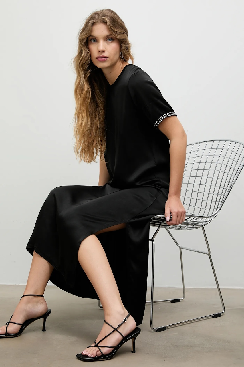 Answear.LAB rochie culoarea negru, midi, drept