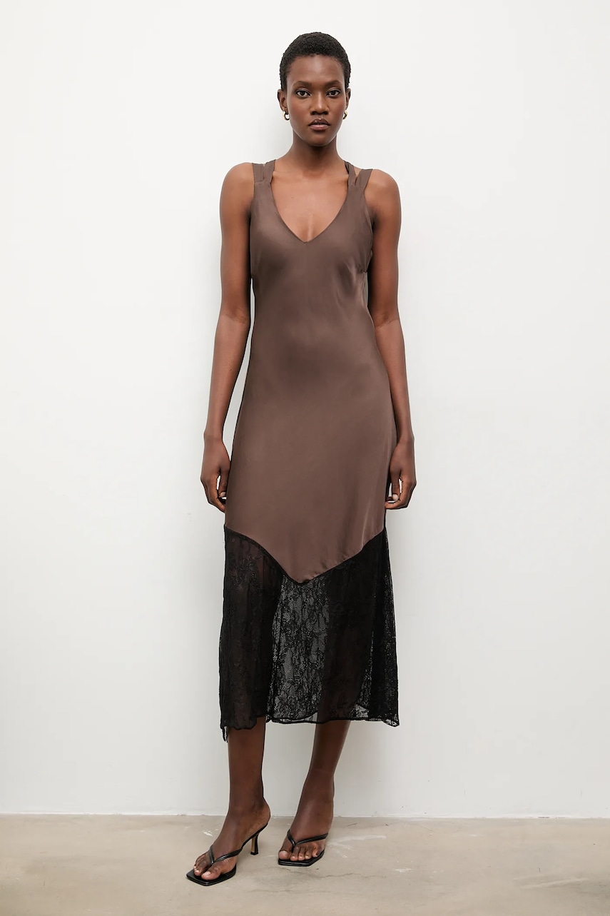 Answear.LAB rochie culoarea negru, maxi, evazati