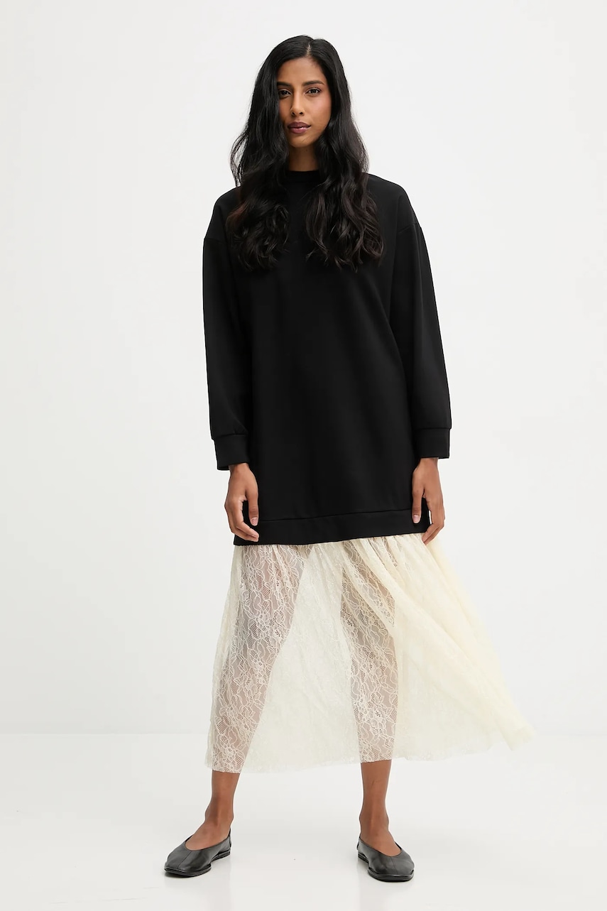 Answear.LAB rochie culoarea negru, midi, evazati