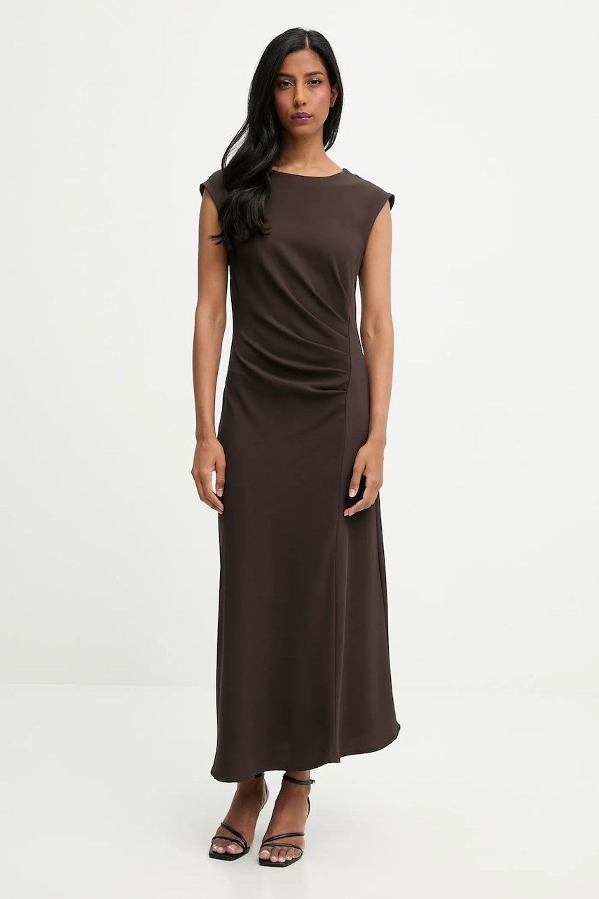 Answear.LAB rochie culoarea maro, maxi, evazati