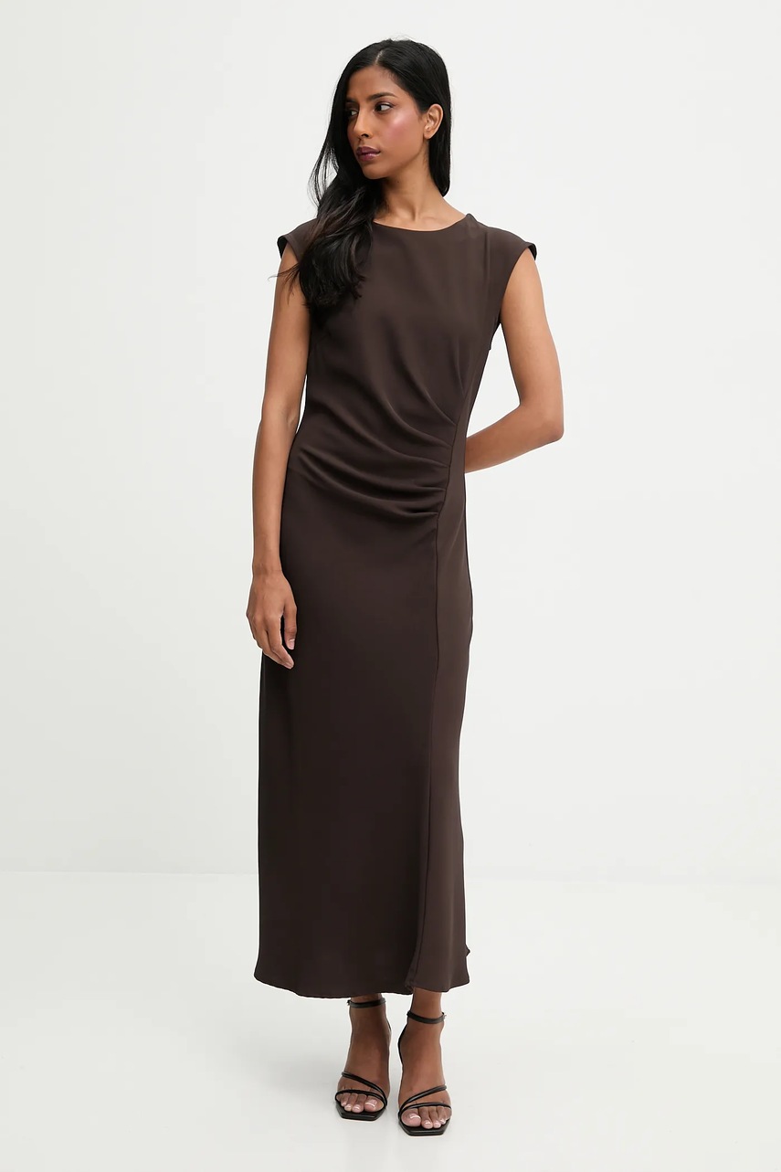 Платье Answear.LAB цвет коричневый maxi расклешённая