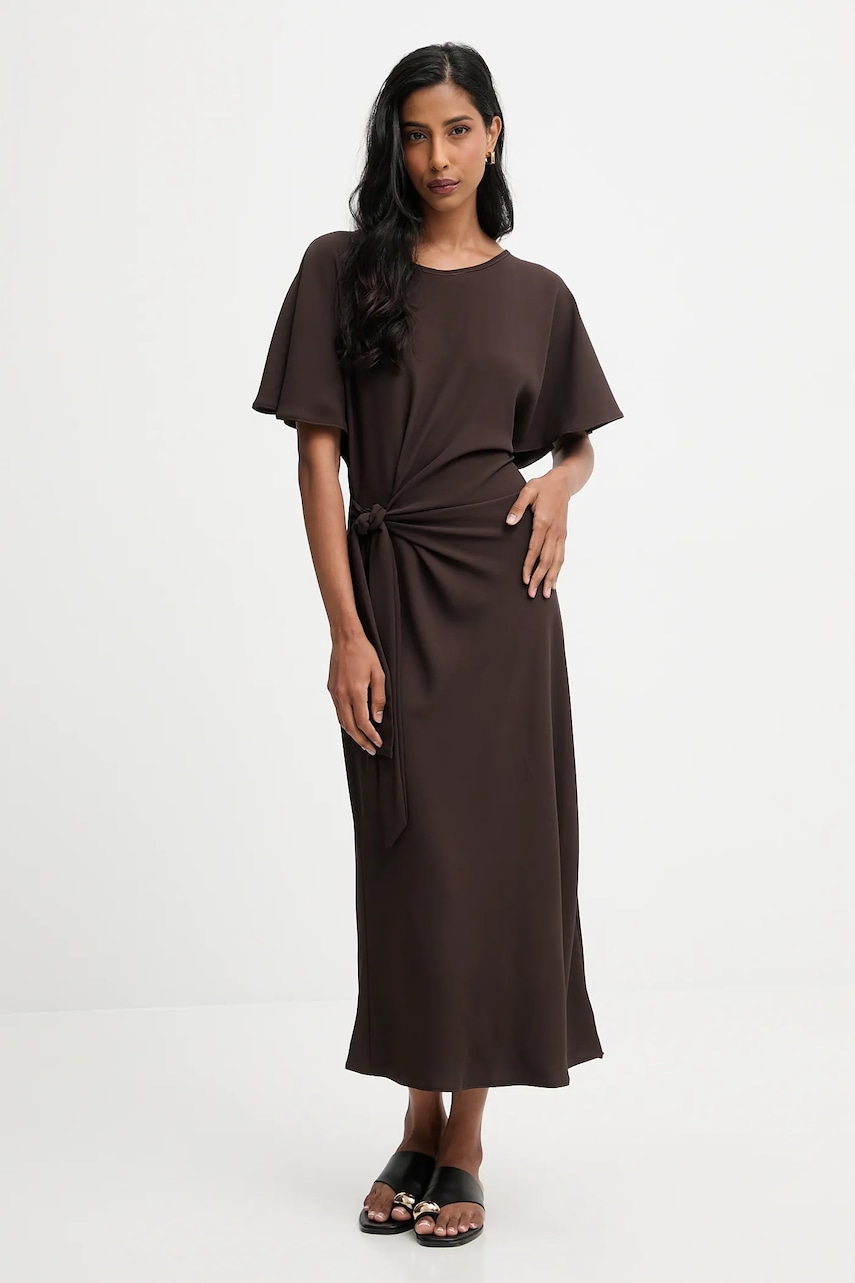 Answear.LAB rochie culoarea maro, maxi, evazati
