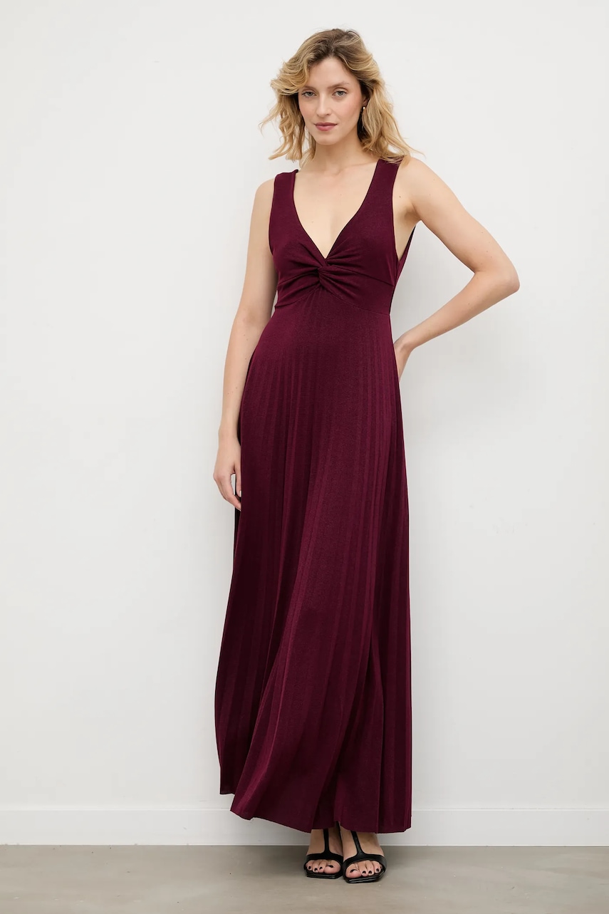Answear.LAB rochie culoarea bordo, maxi, evazati