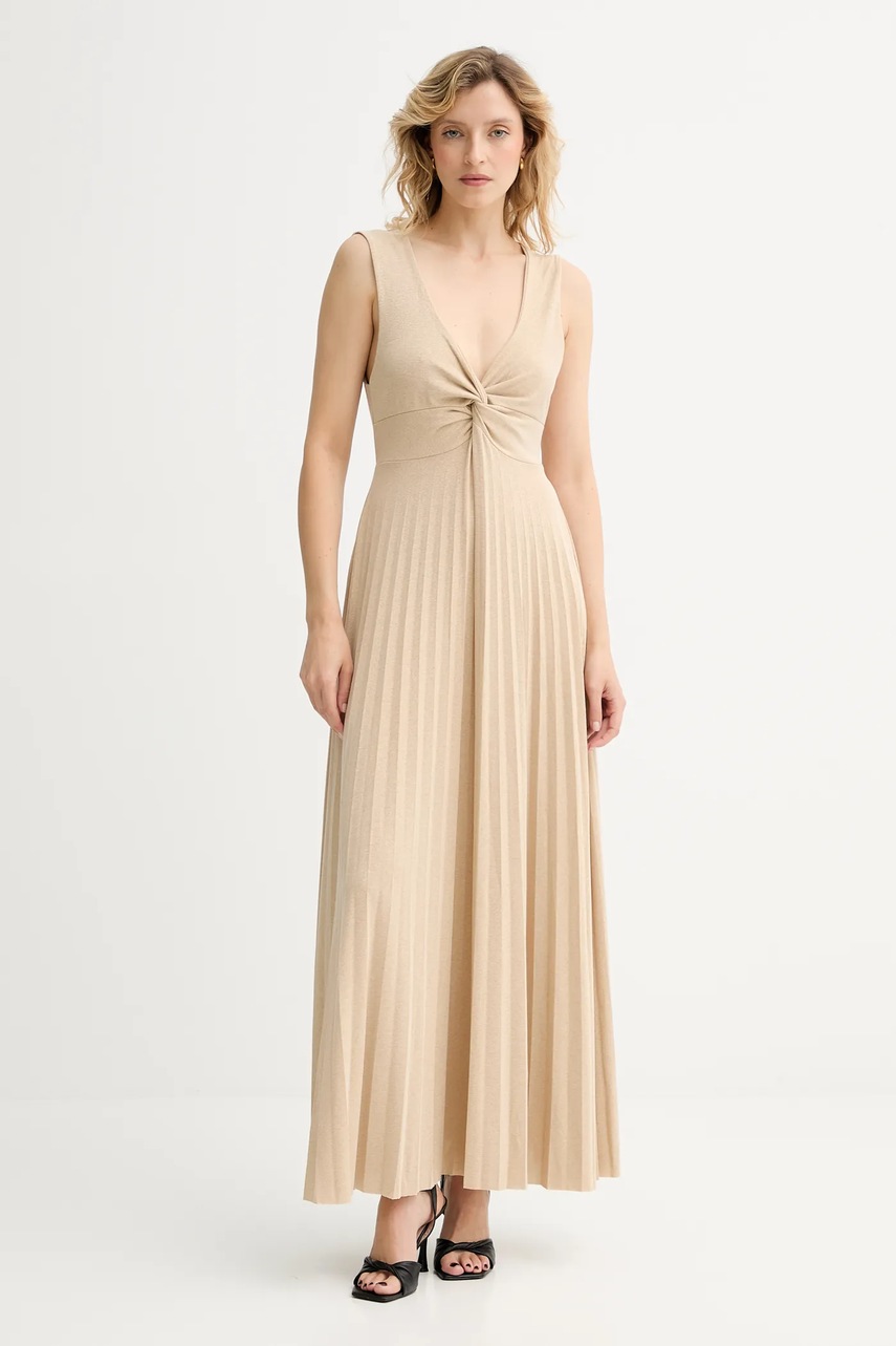 Платье Answear.LAB цвет золотой maxi расклешённая
