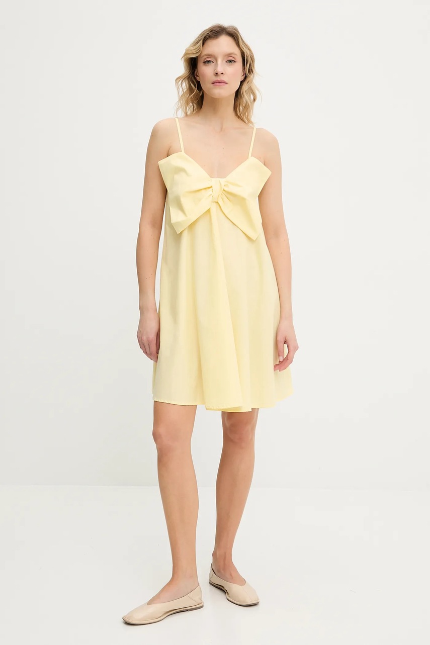 Хлопковое платье Answear.LAB цвет жёлтый mini расклешённая