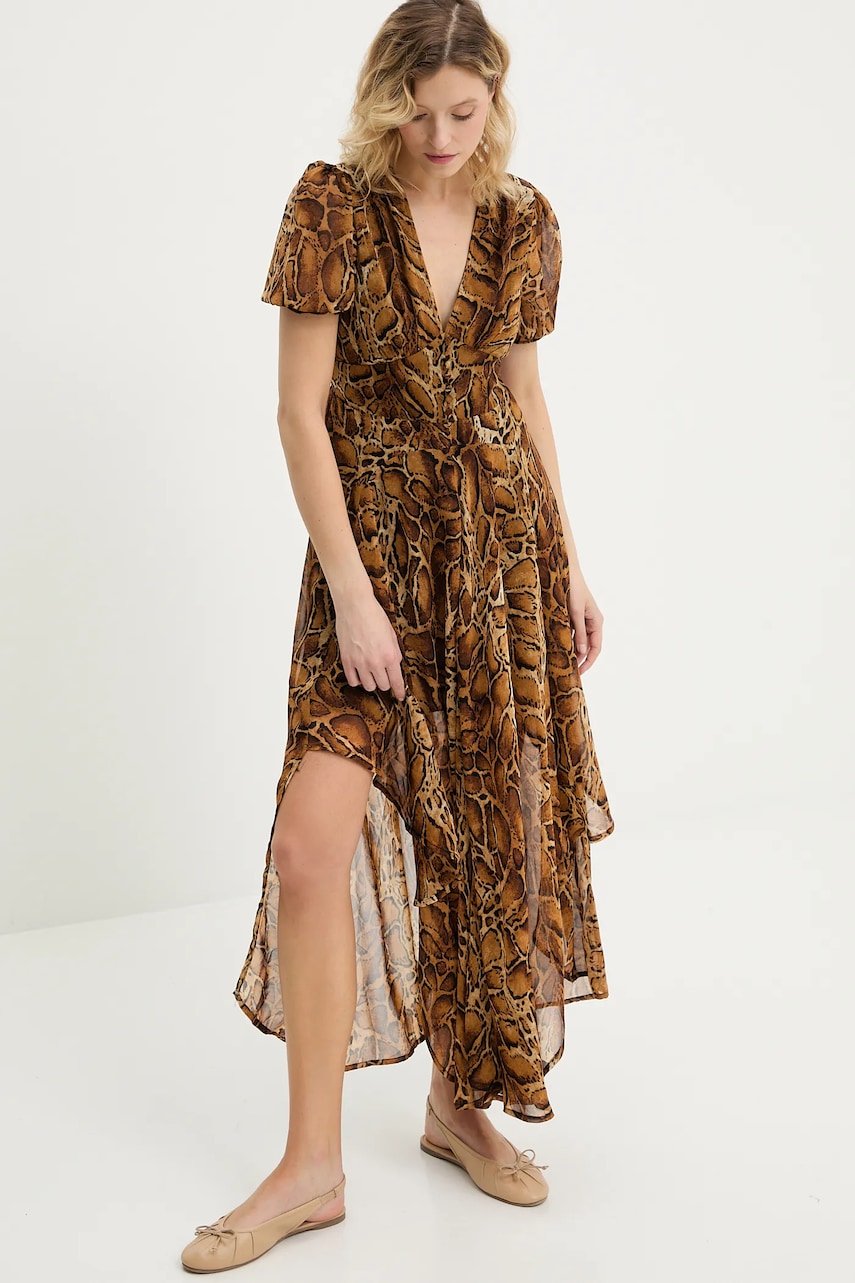 Answear Lab rochie culoarea maro, midi, evazati