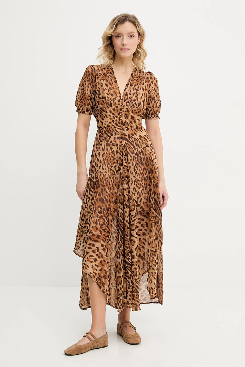 Платье Answear.LAB цвет бежевый maxi расклешённая