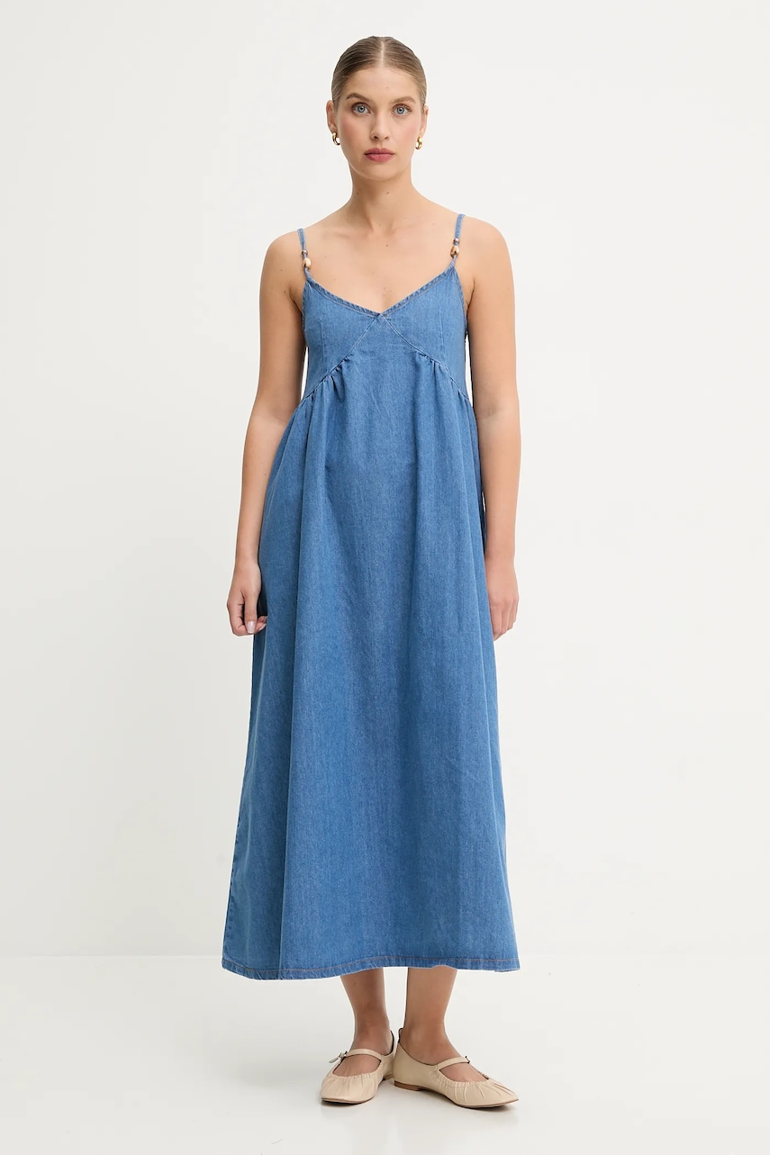 Answear.LAB rochie jeans midi, evazati Answear.LAB rochie jeans midi, evazati