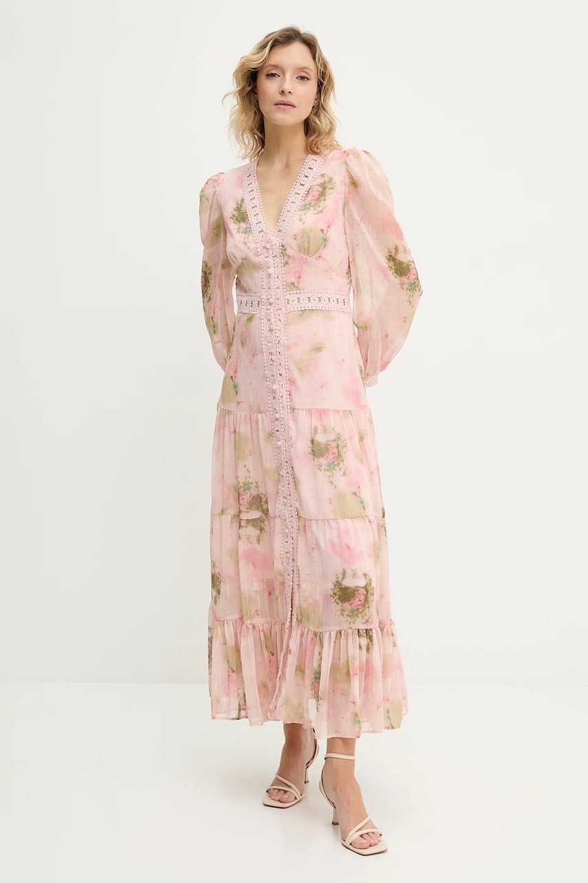 Платье Answear.LAB цвет розовый maxi расклешённая
