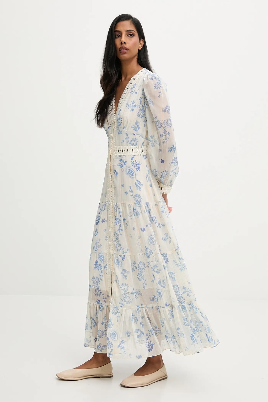 Answear.LAB rochie culoarea alb, maxi, evazati
