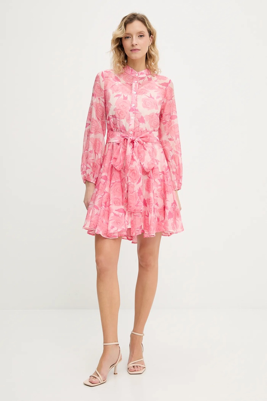 Платье с шёлком Answear.LAB цвет розовый mini расклешённая
