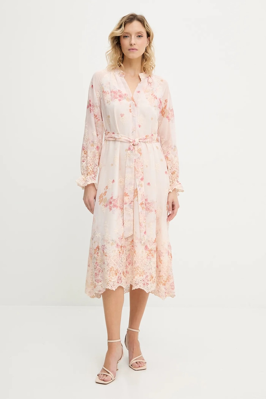 Answear Lab rochie culoarea roz, midi, evazati
