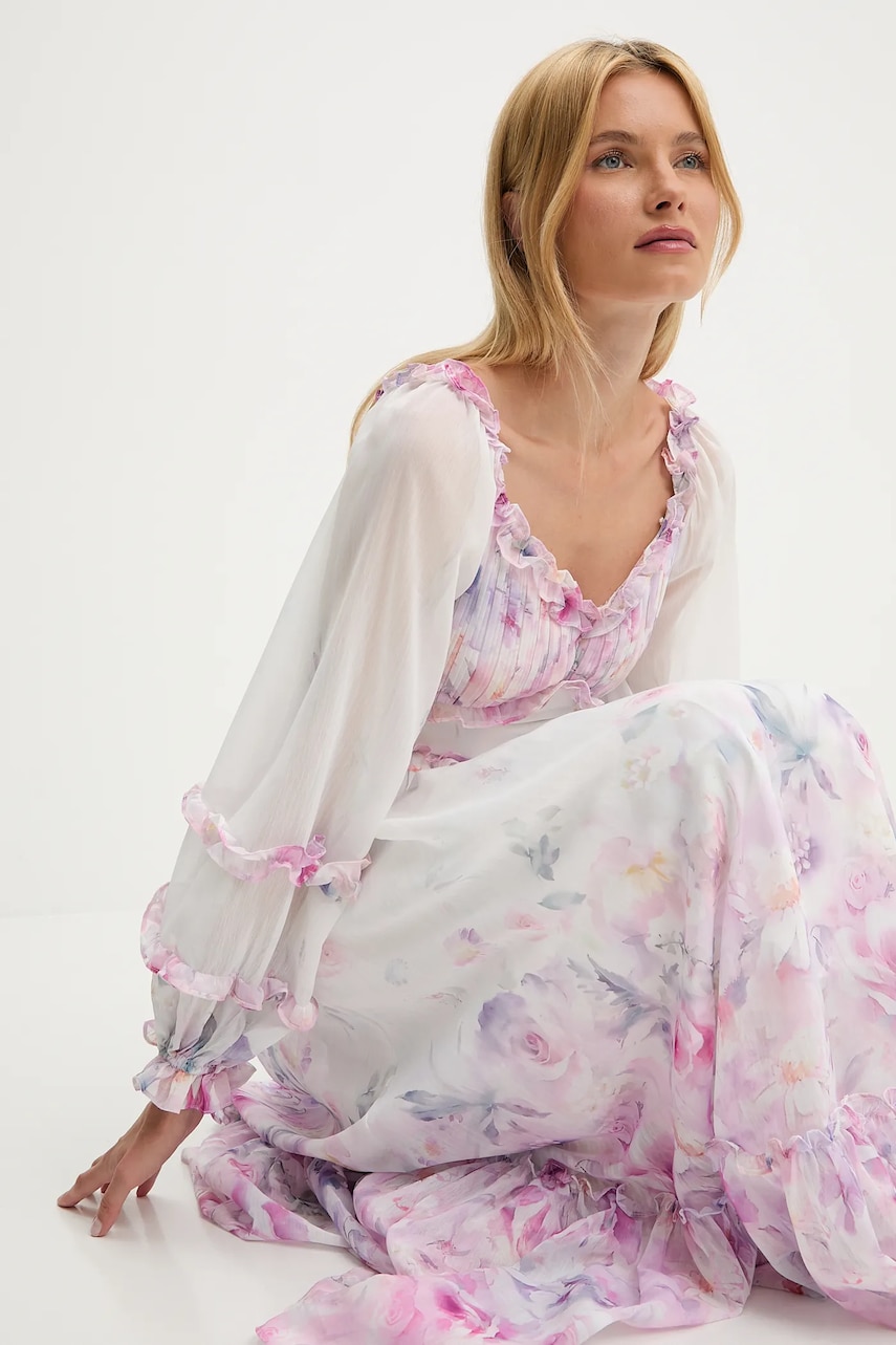 Answear.LAB rochie culoarea violet, maxi, evazati