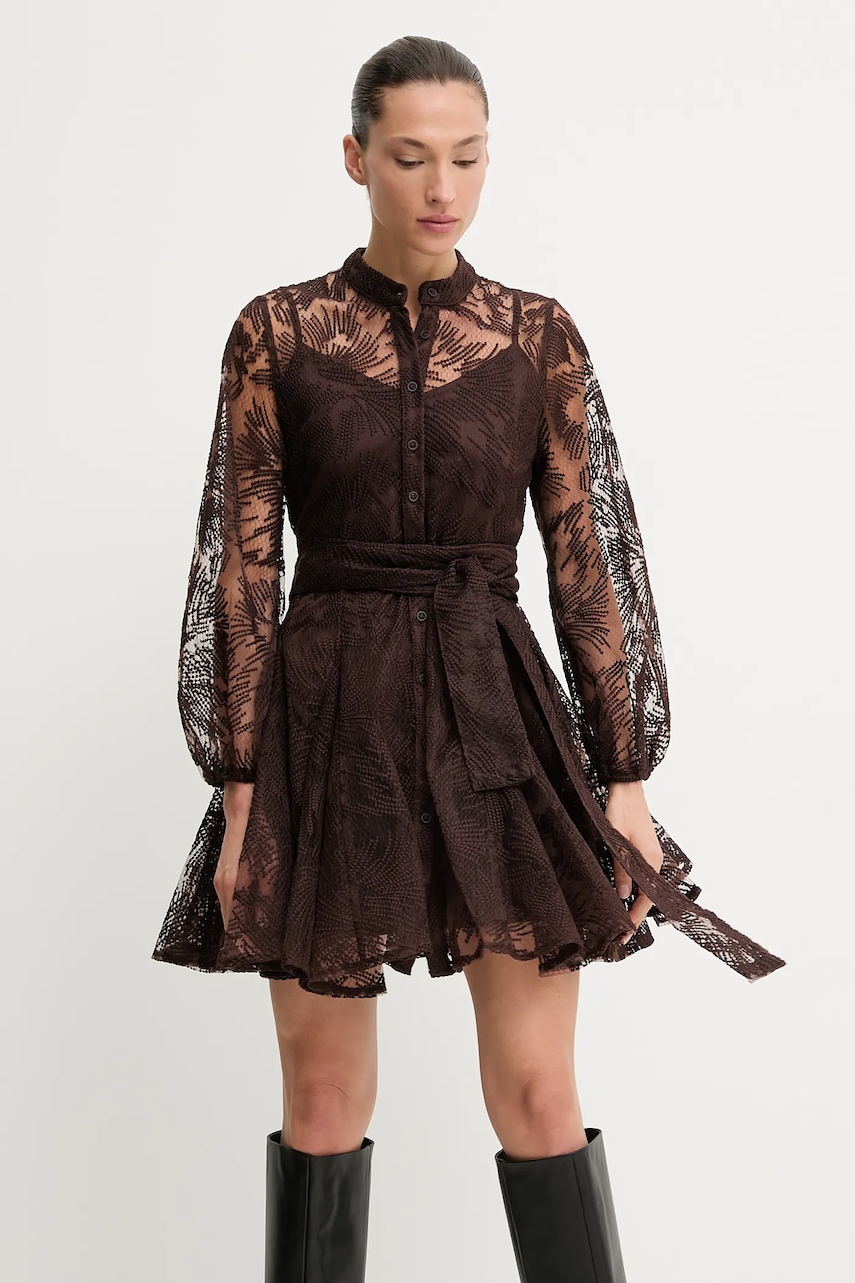 Answear.LAB rochie culoarea maro, mini, evazati