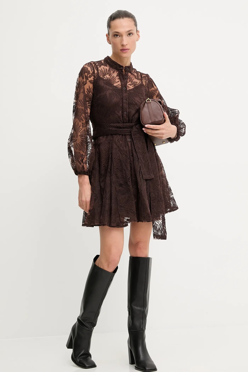 Платье Answear.LAB цвет коричневый mini расклешённая