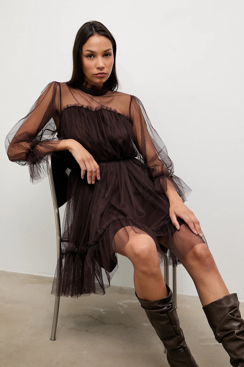 Answear.LAB rochie culoarea maro, mini, evazati