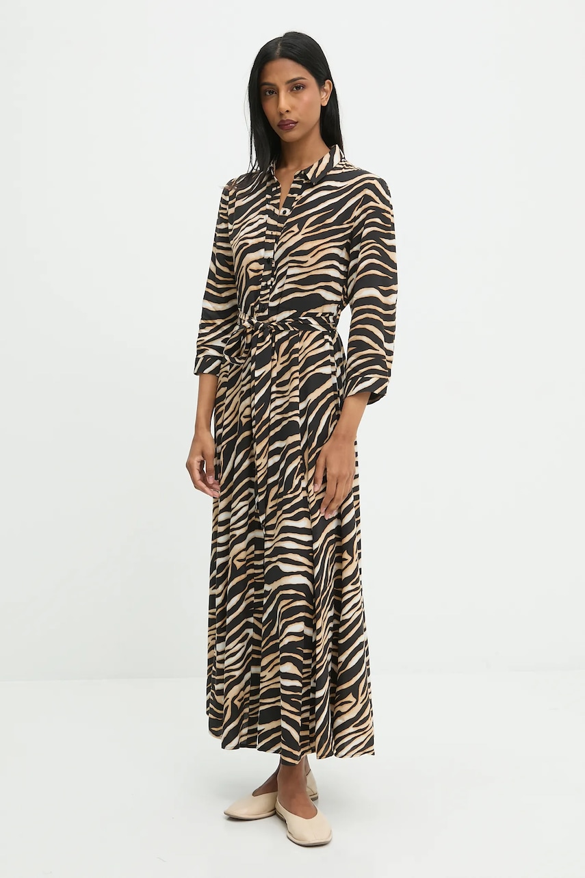 Answear.LAB rochie culoarea maro, maxi, drept