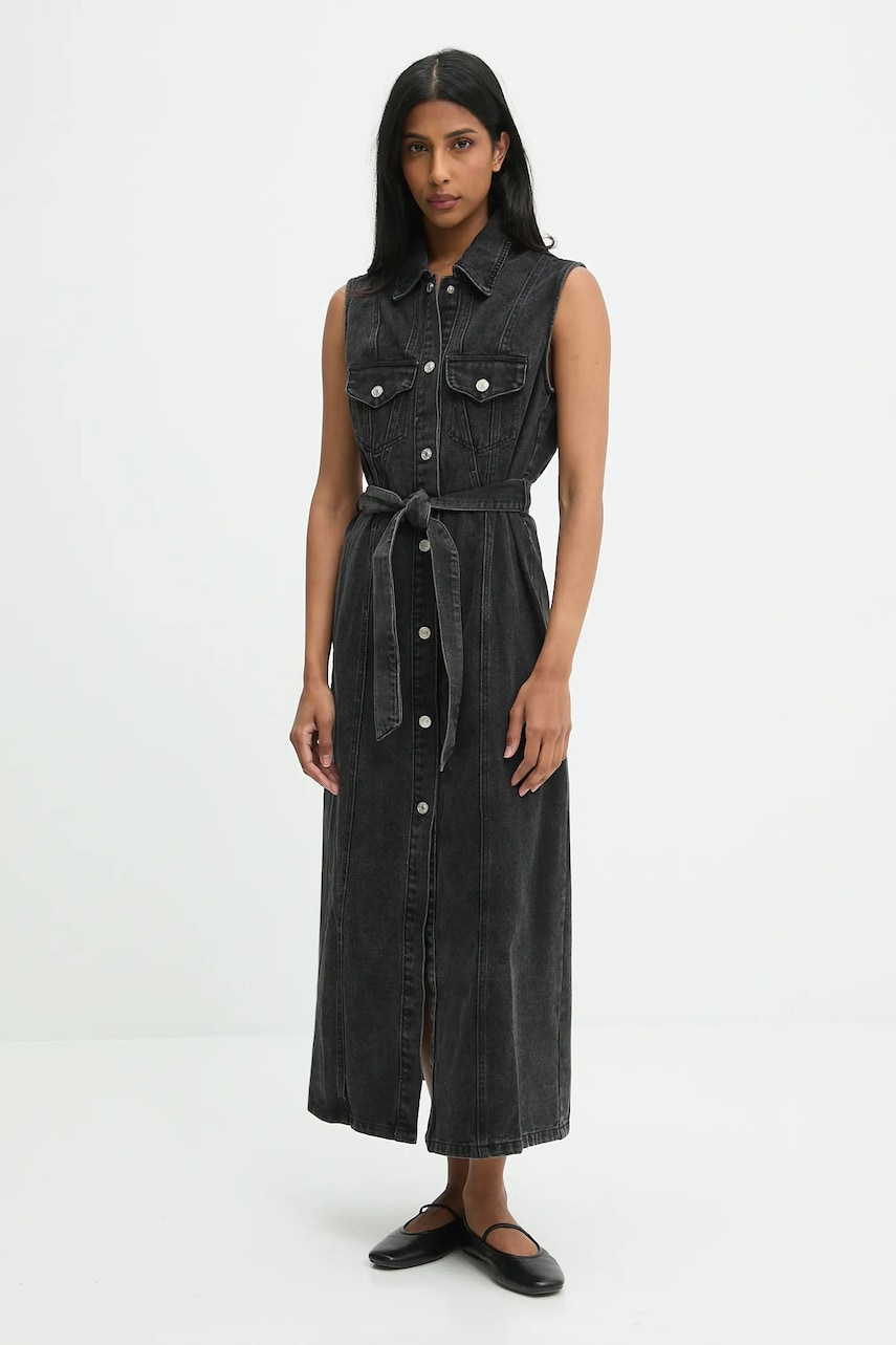 Answear.LAB rochie jeans culoarea negru, maxi, drept