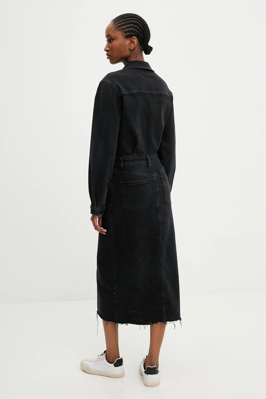 Джинсова сукня Answear.LAB колір чорний midi облягаюче