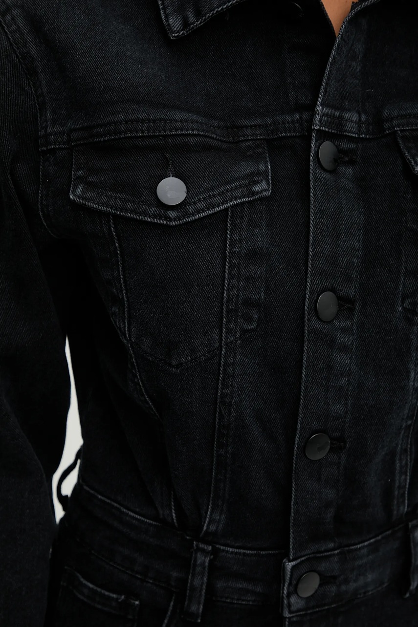 Джинсова сукня Answear.LAB колір чорний midi облягаюче