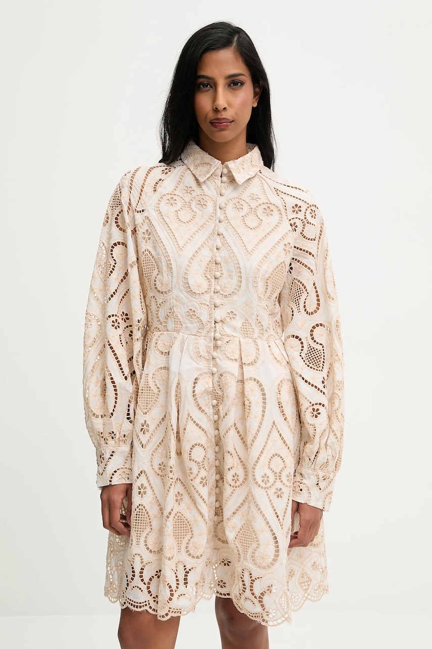 Answear.LAB rochie din bumbac culoarea bej, mini, evazati