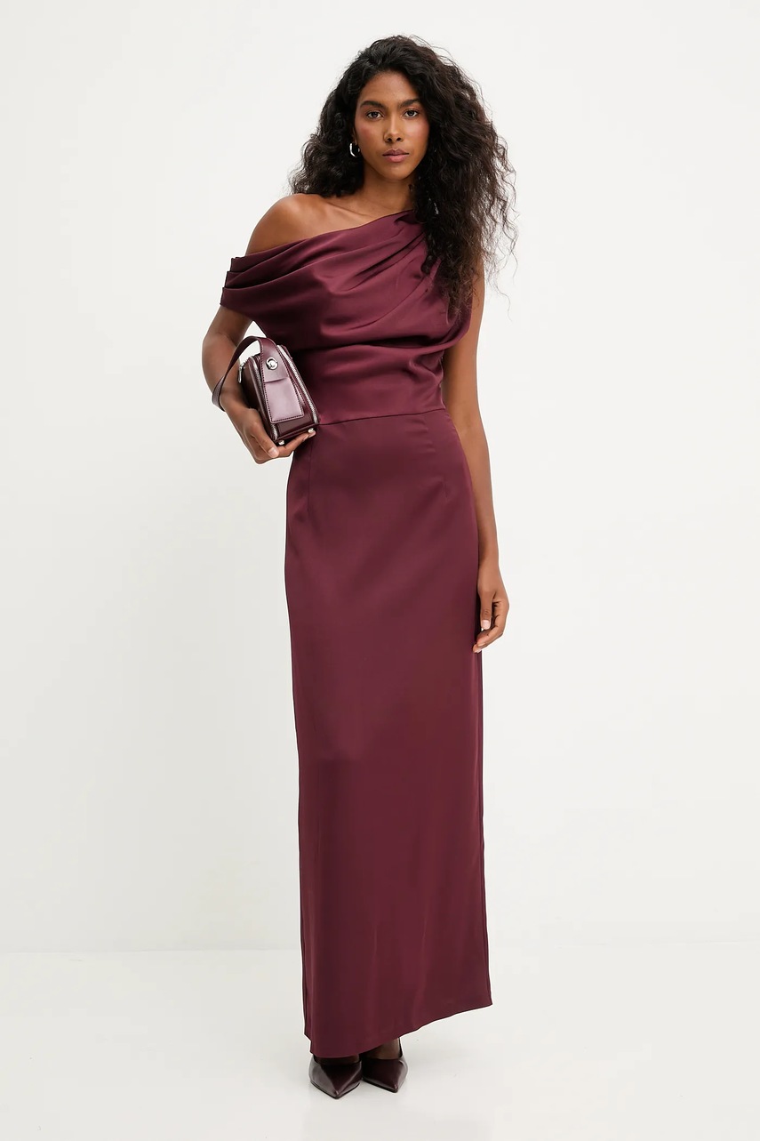 Платье Answear.LAB цвет бордовый maxi расклешённая