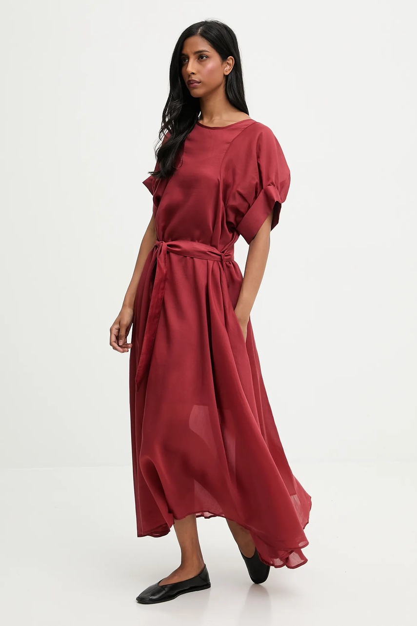 Платье Answear.LAB цвет красный maxi расклешённая