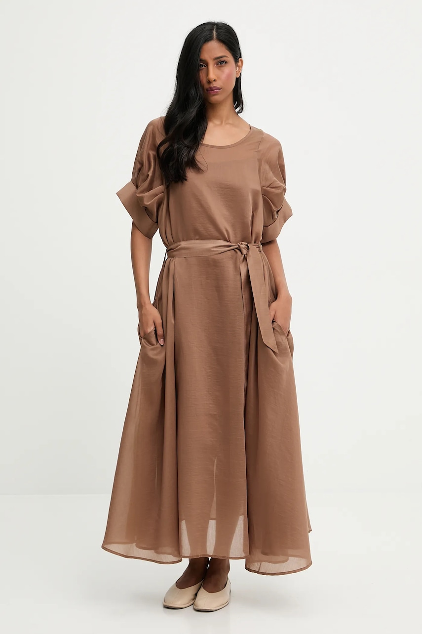 Answear.LAB rochie culoarea maro, maxi, evazati