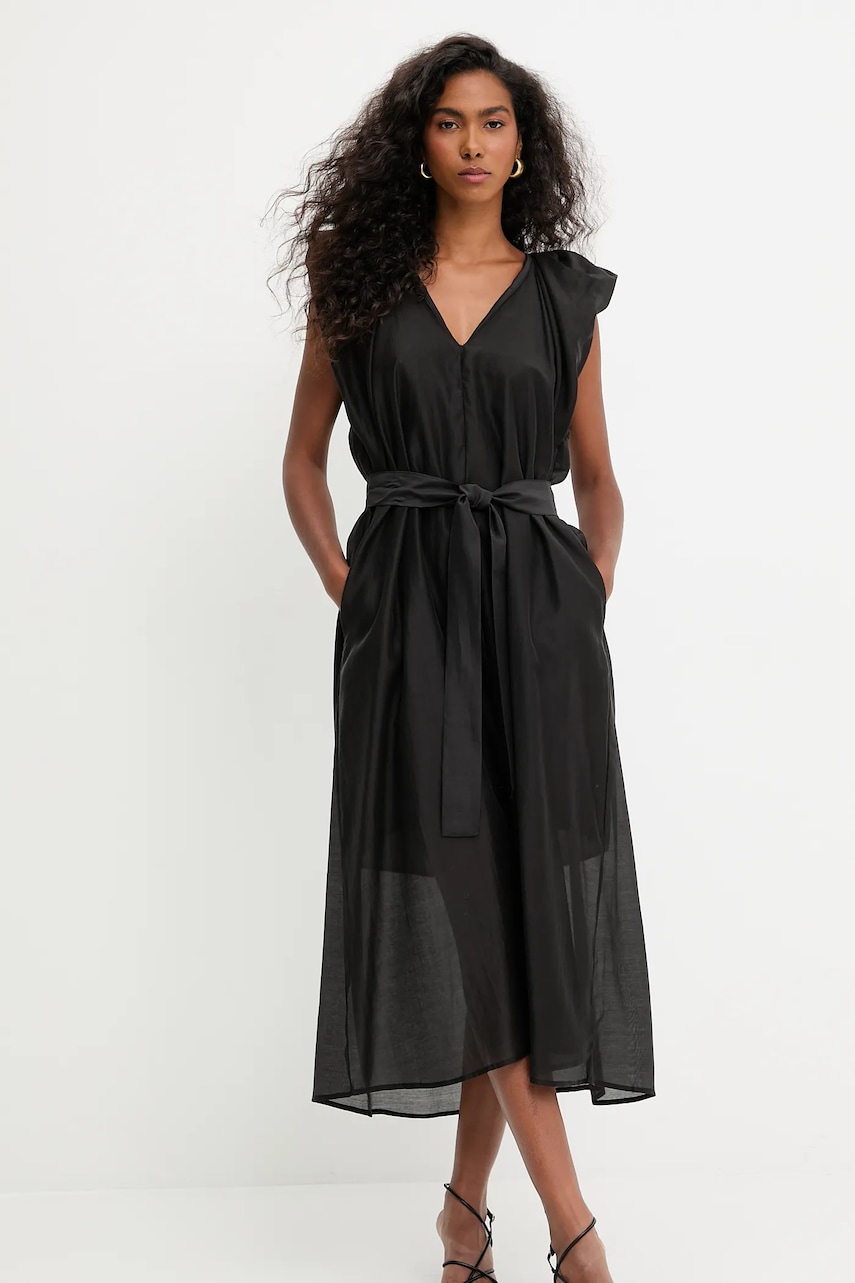 Answear.LAB rochie culoarea negru, midi, oversize