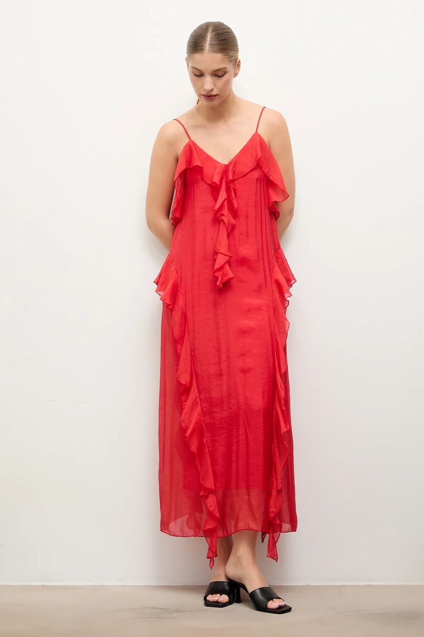 Платье Answear.LAB цвет красный midi расклешённая