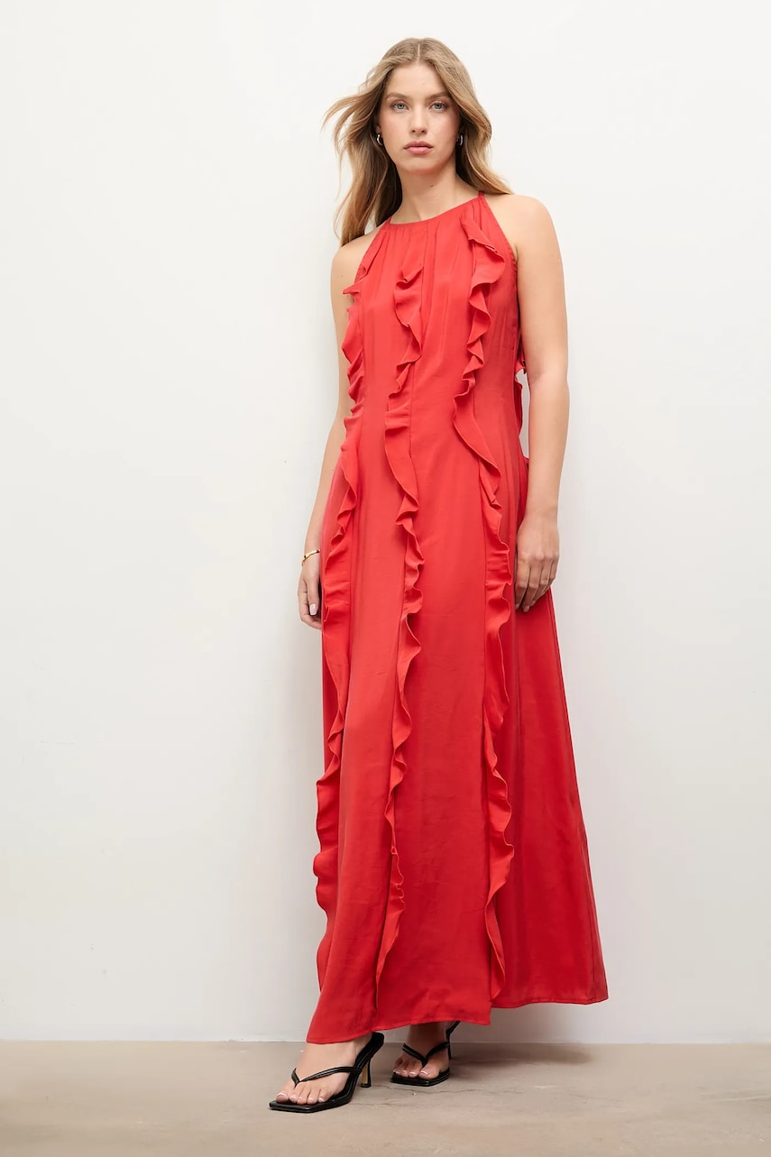 Answear.LAB rochie culoarea rosu, maxi, drept